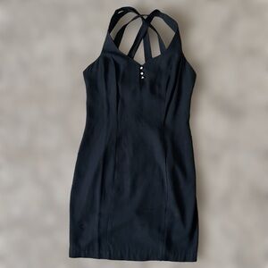 Vintage Rampage Black Knee Length Dress Size M Rhinestone Detail Party Cocktail